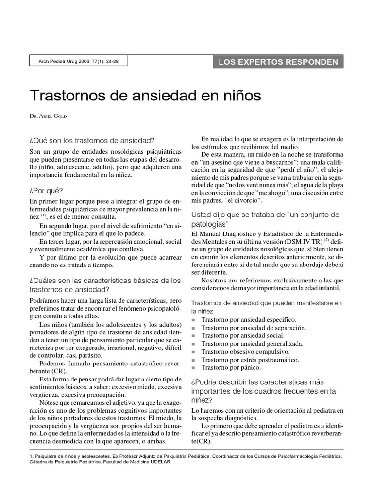 Trastorno de Ansiedad en Niños | PDF