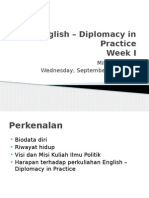 English - Diplomacy in Practice Week I: Miftahul Ulum Wednesday, September 16, 2015