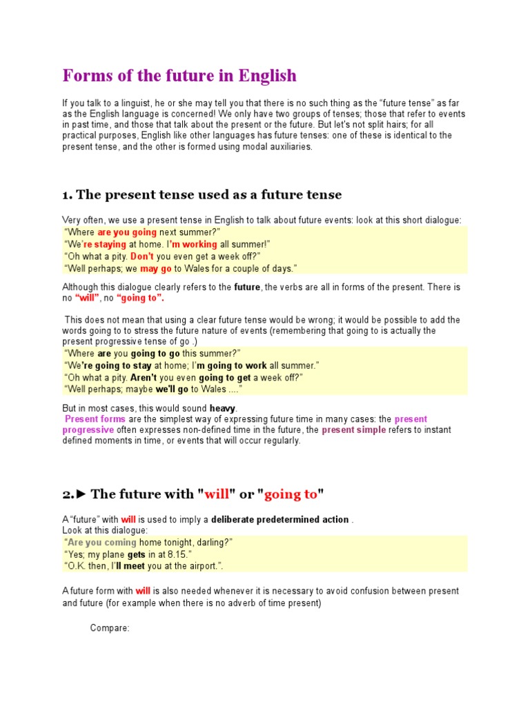 English Future Tenses Explained | PDF | Grammatical Tense | Perfect ...