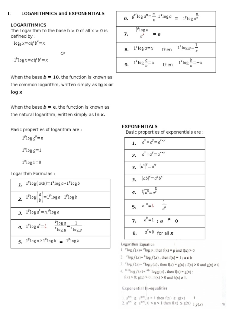 Logarithmics and Exponentials | PDF