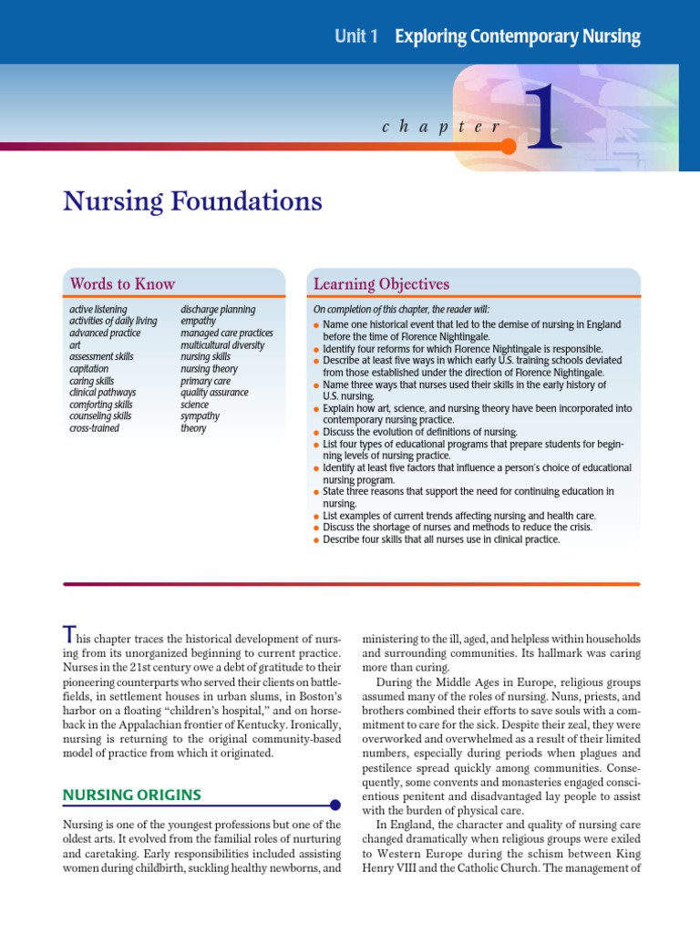 Chapter 1 Nursing Foundations PDF Nursing Health Care