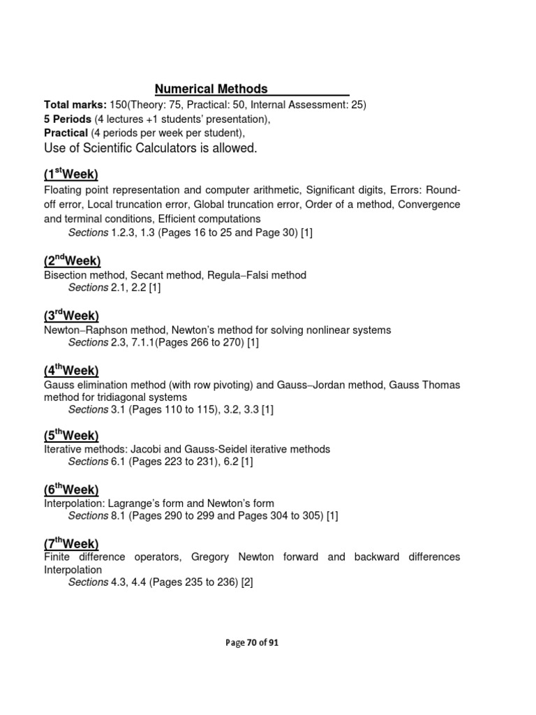 Numerical Methods Course Syllabus | PDF | Interpolation | Numerical ...