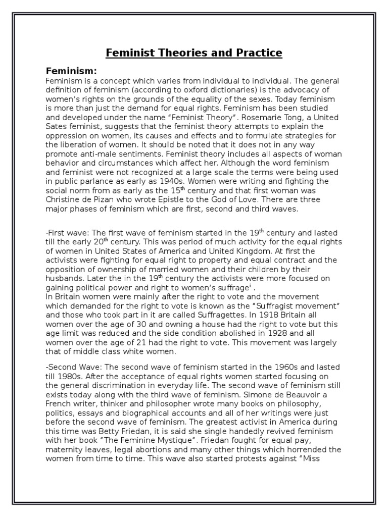 Overview of Feminist Theories | PDF | Feminism | Gender Studies