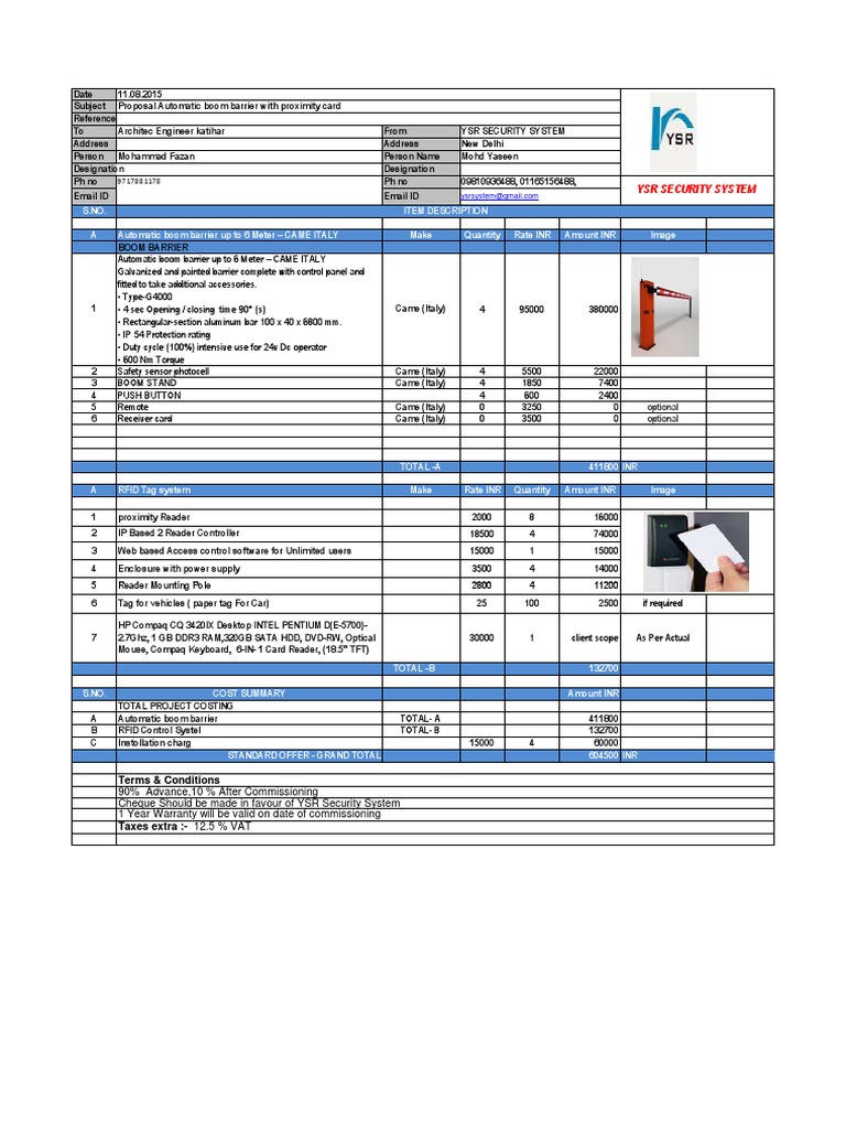 Automatic Boom Barrier Proposal | PDF | Access Control | Security Alarm