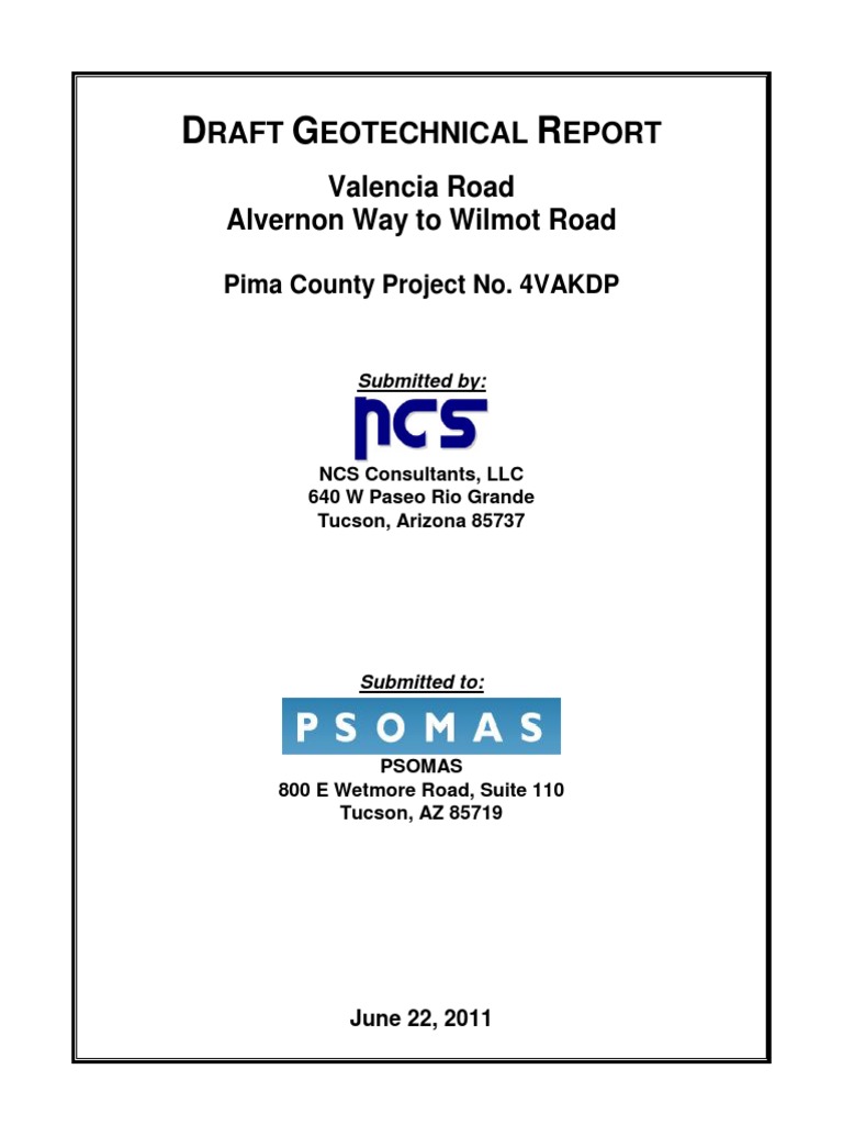 Geotechnical Report Valencia Alvernon PDF Geotechnical