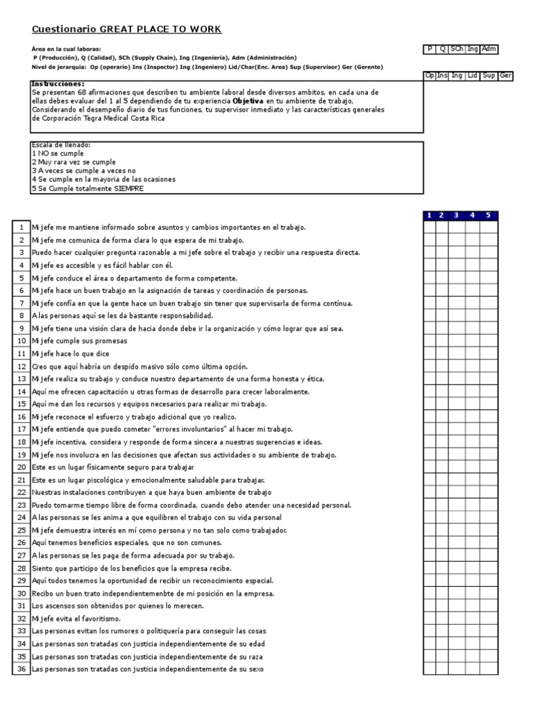 Arriba 67+ imagen modelo encuesta de clima laboral gptw