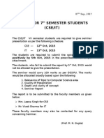 Notice For 7 Semester Students (CSE/IT)