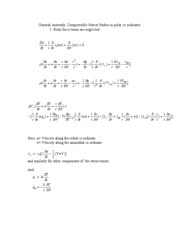 Compressible Navier-Stokes in Polar Coordinates | PDF