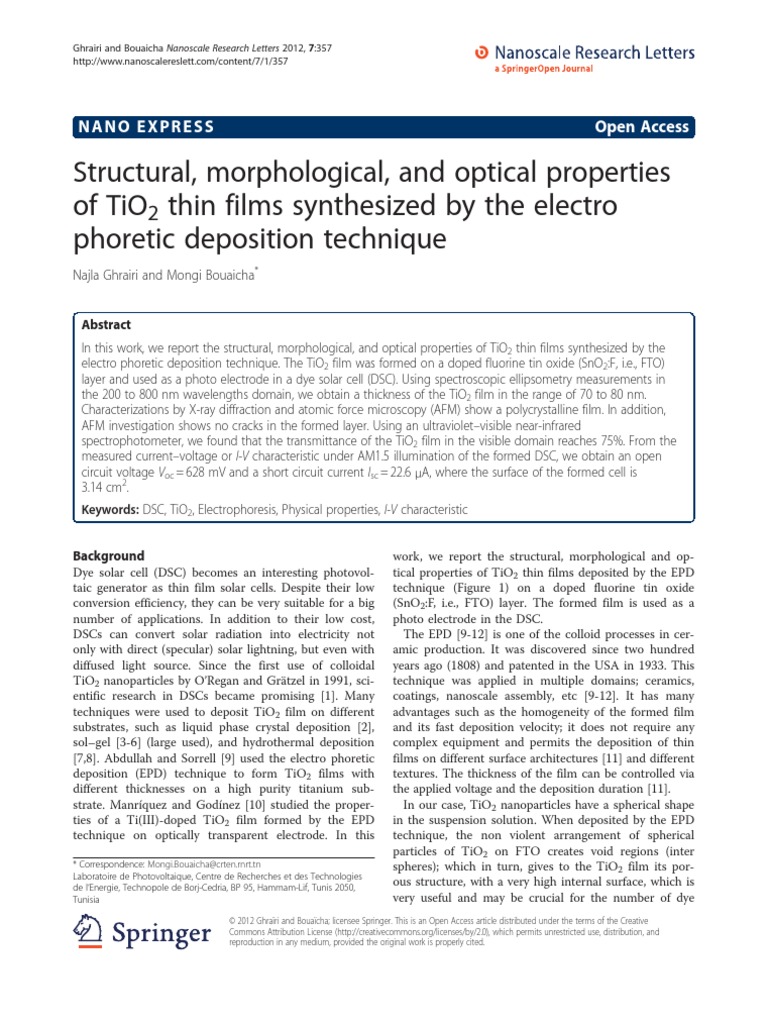 Structural Morphological and Optics of TiO2 PDF Titanium Dioxide