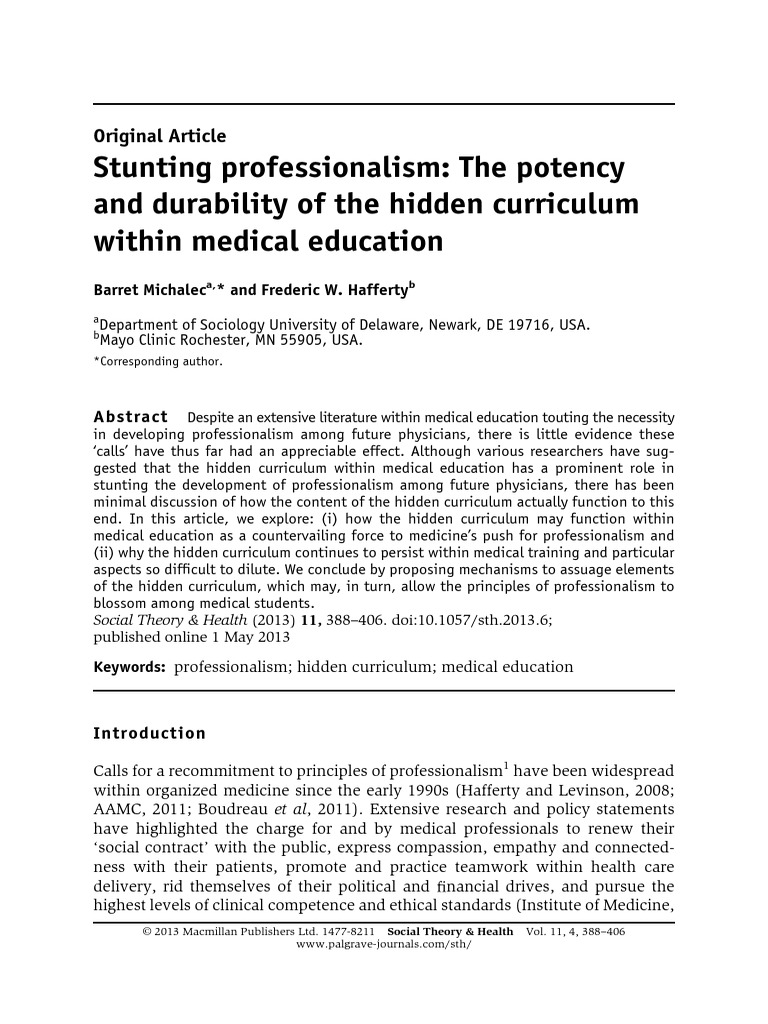 Hidden Curriculum Medical Education Physician