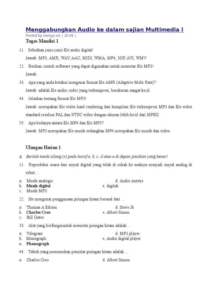 Jenis dan Format File Audio Digital | PDF | Komputer