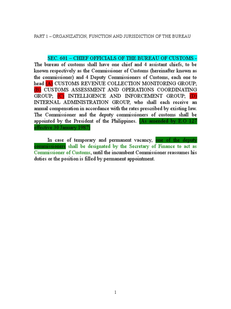 Bureau of Customs Organization and Jurisdiction | PDF | Customs | Cargo