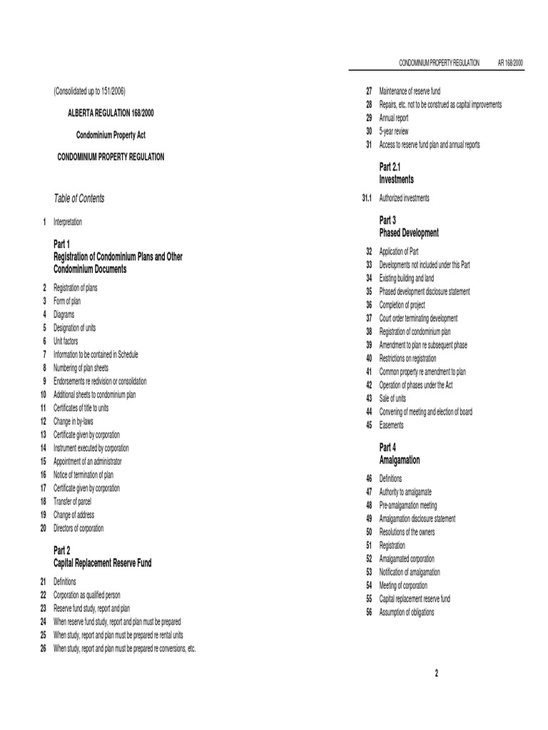 Alberta Condominium Property Regulations | PDF | Ownership | Condominium