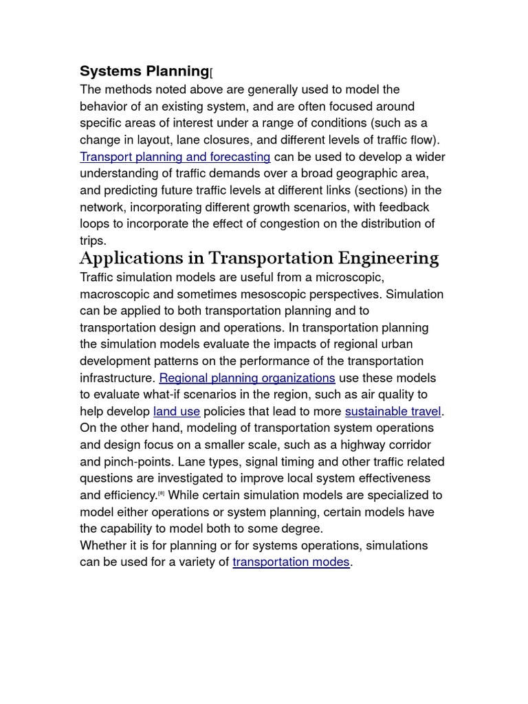 Traffic Simulation in Transport Planning | PDF