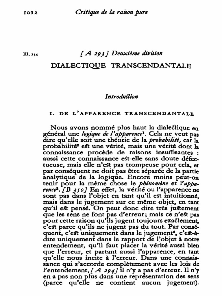 Kant - Critique de La Raison Pure. | PDF | Critique de la raison pure ...
