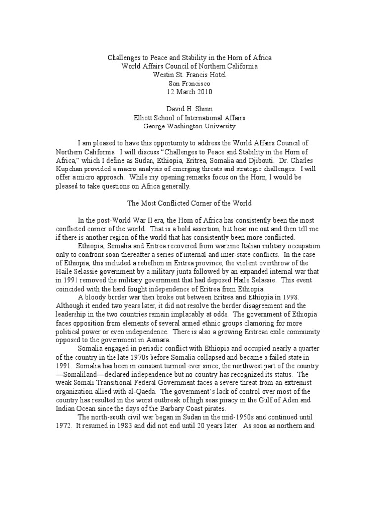 Challenges in the Horn of Africa | PDF | Horn Of Africa | Somalia