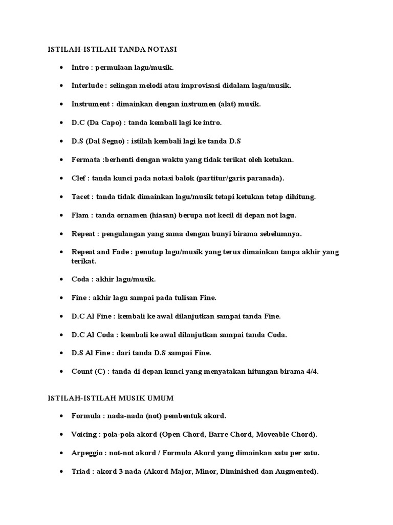 Istilah Dalam Musik