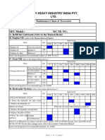 Excavator Maintenance Chart