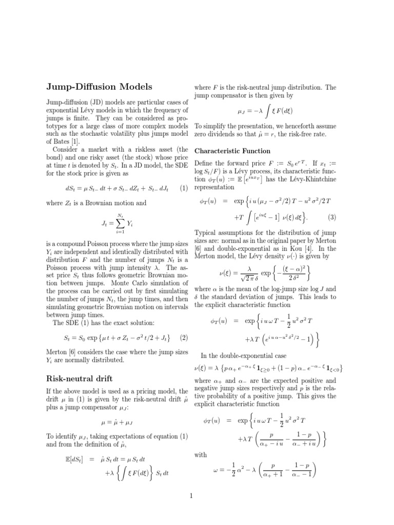 Jump Diffusion Models - Primer | PDF | Volatility (Finance) | Option ...