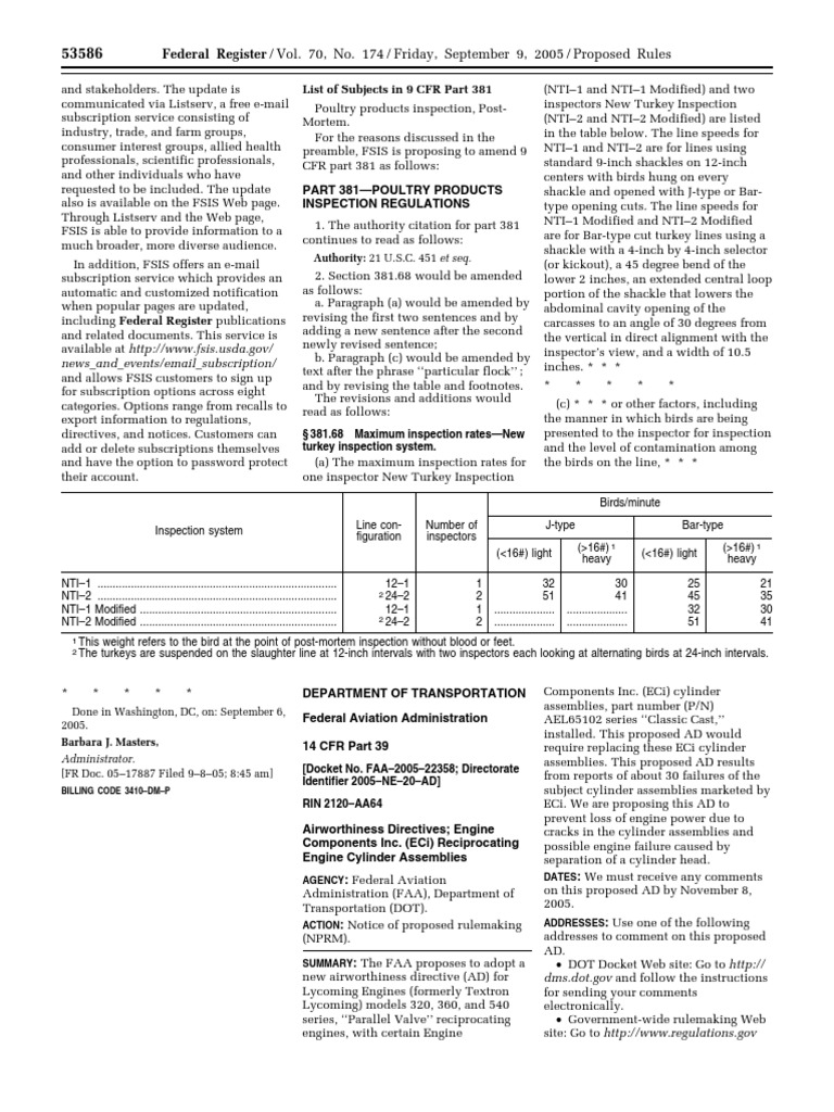FAA AD for ECi Engine Cylinder Issues | PDF | Federal Aviation ...