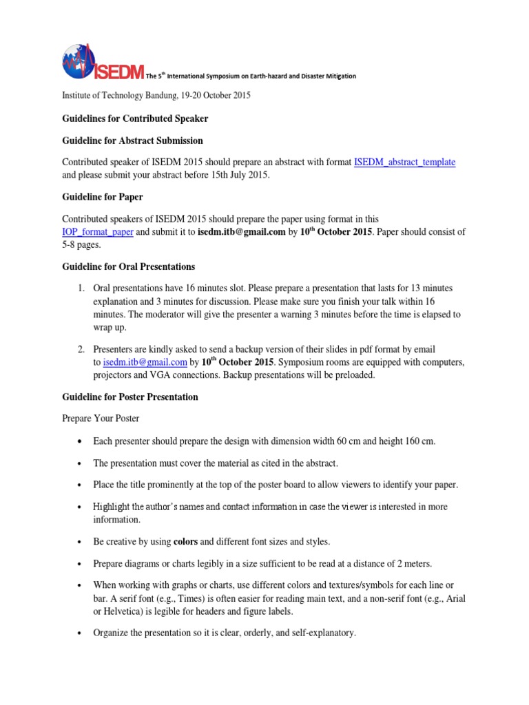 ISEDM 2015 Speaker Guidelines | PDF