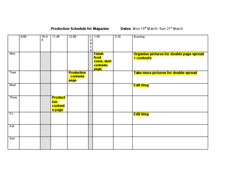 Weekly Magazine Production Schedule | PDF