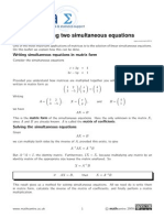 Matrices - Solving Two Simultaneous Equations