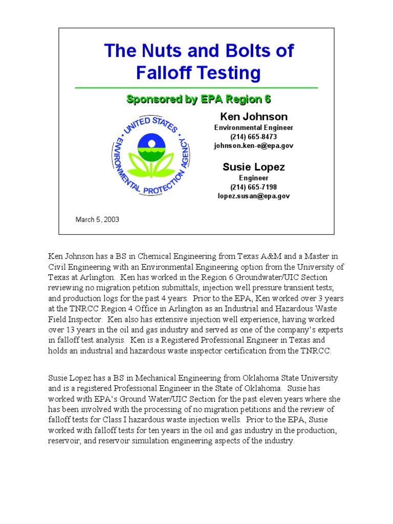 Falloff Testing in Injection Wells | PDF
