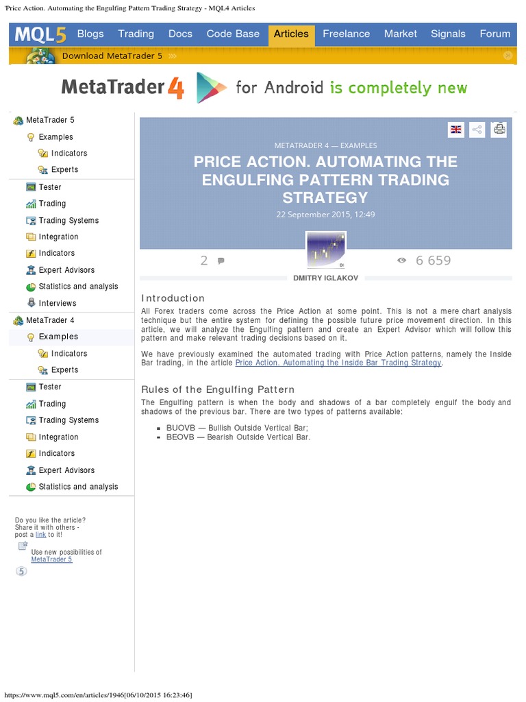 Price Action Automating The Engulfing Pattern Trading Strategy - 