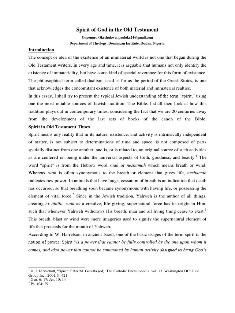 Spirit of God in The Old Testament | PDF | Genesis Creation Narrative ...