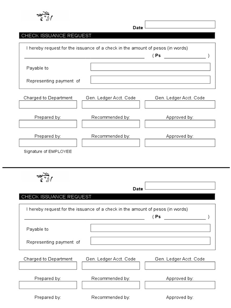 Check Issuance Request: Signature of EMPLOYEE | PDF