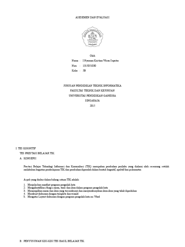 Tugas Asesmen Contoh Tes Kognitif Dan Non Kognitif