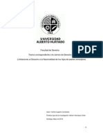 Limitaciones Al Derecho de La Nacionalidad de Los Hijos de Padres Extranjeros. Chile.