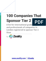 100 Companies That Sponsor Tier 2 Visas