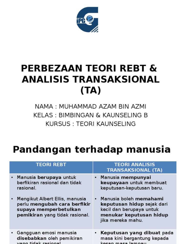 Perbandingan Teori REBT dan TA | PDF