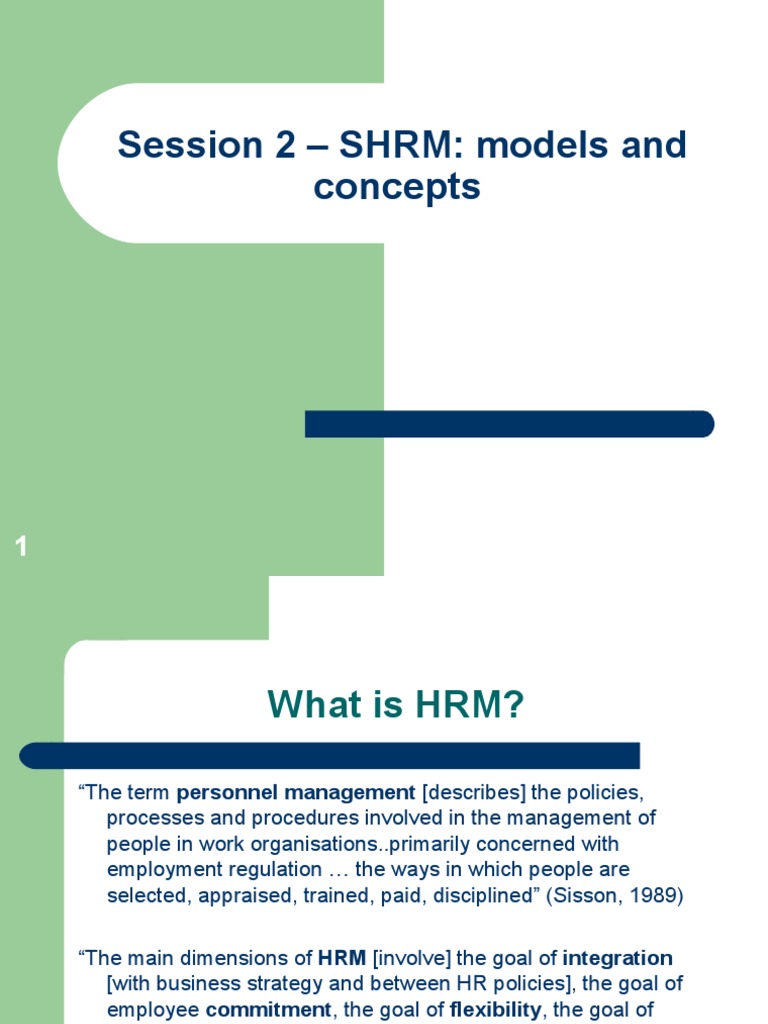 SHRM Models and Concepts Overview | PDF | Human Resource Management ...