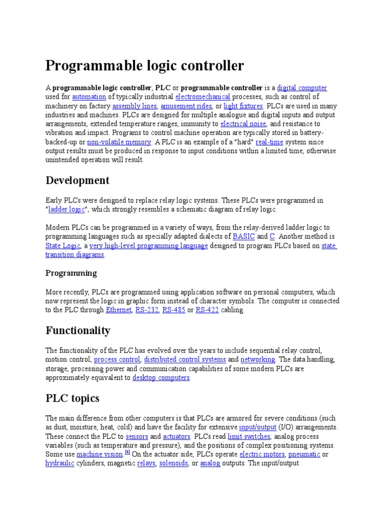 Programmable Logic Controller | PDF | Programmable Logic Controller ...