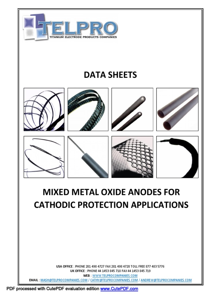 Telpro Data Sheets 2014 PDF | PDF | Anode | Titanium