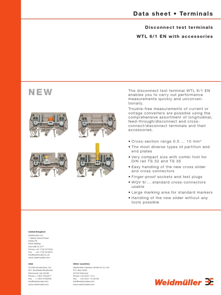 Weidmuller WTL 6-1 STB Datasheet | Enchufes y tomas de corriente de CA ...