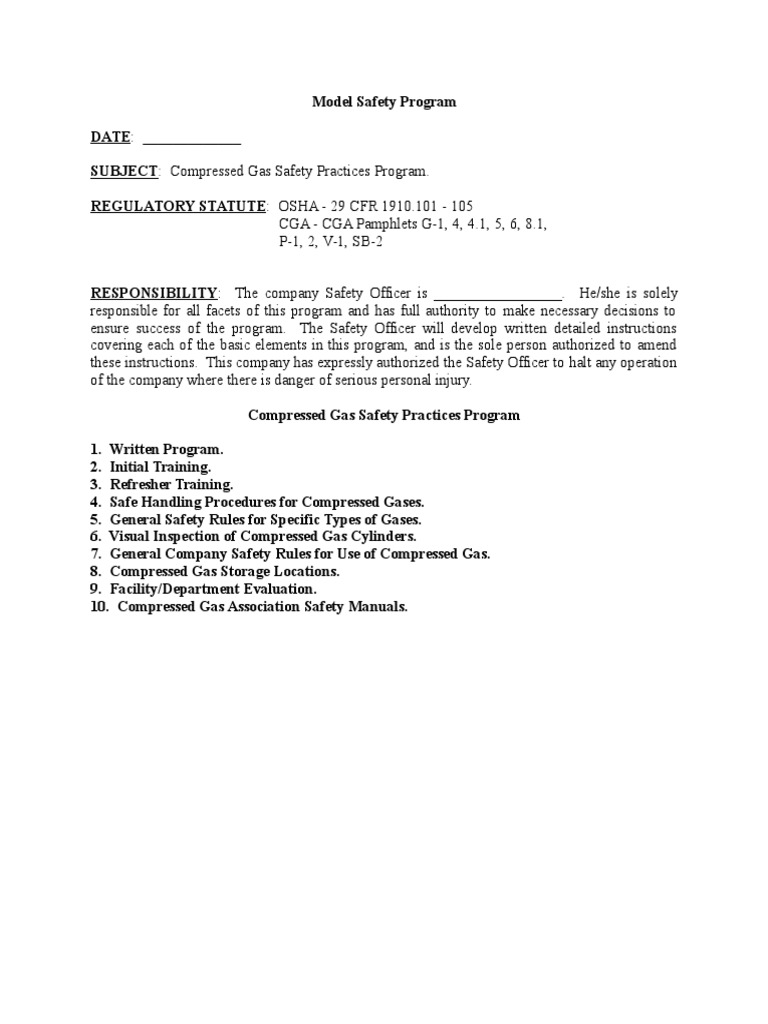 Compressed Gas Safety Practices Program | PDF | Cryogenics | Oxygen
