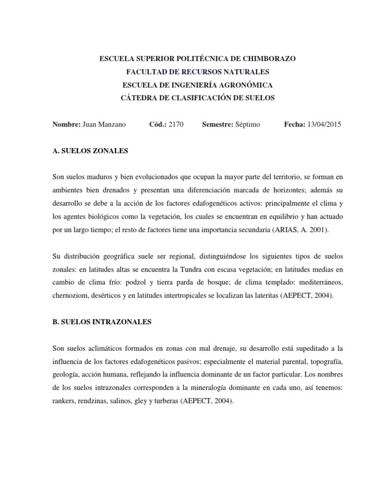 Clasificación de Suelos: Zonal, Intrazonal y Azonal | PDF | Desierto ...