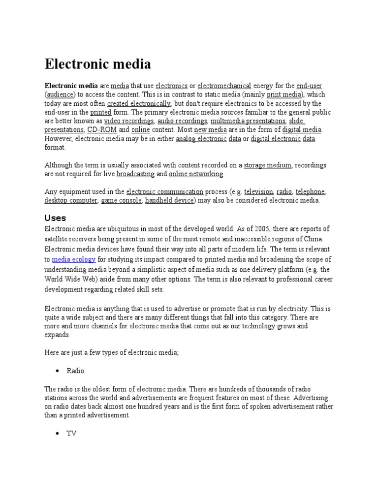 Electronic Media PDF Media Advertising