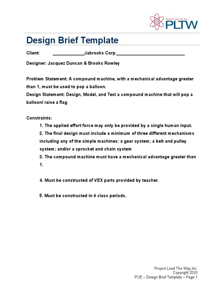 Design Brief Template - J Duncan | PDF | Computers | Technology ...
