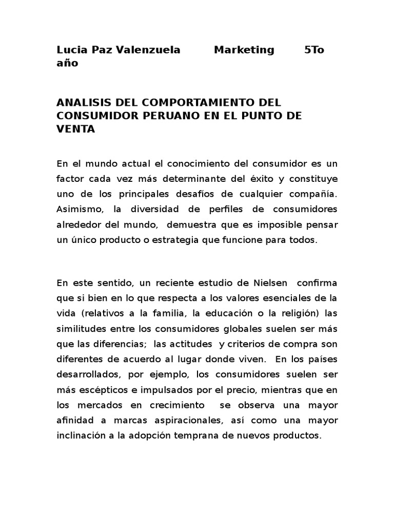 Analisis Del Comportamiento Del Consumidor Peruano en El Punto de Venta ...