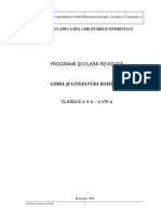 Programa Scolara Revizuita Clasele v-VIII