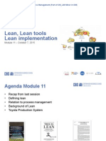 Lean, Lean Tools Lean Implementation: Module 11 - October 7, 2015