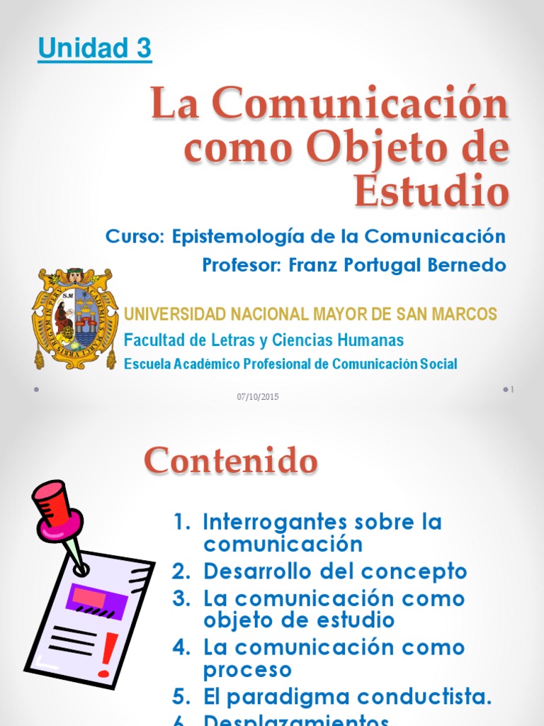 Unidad 3 2015 La Comunicación como