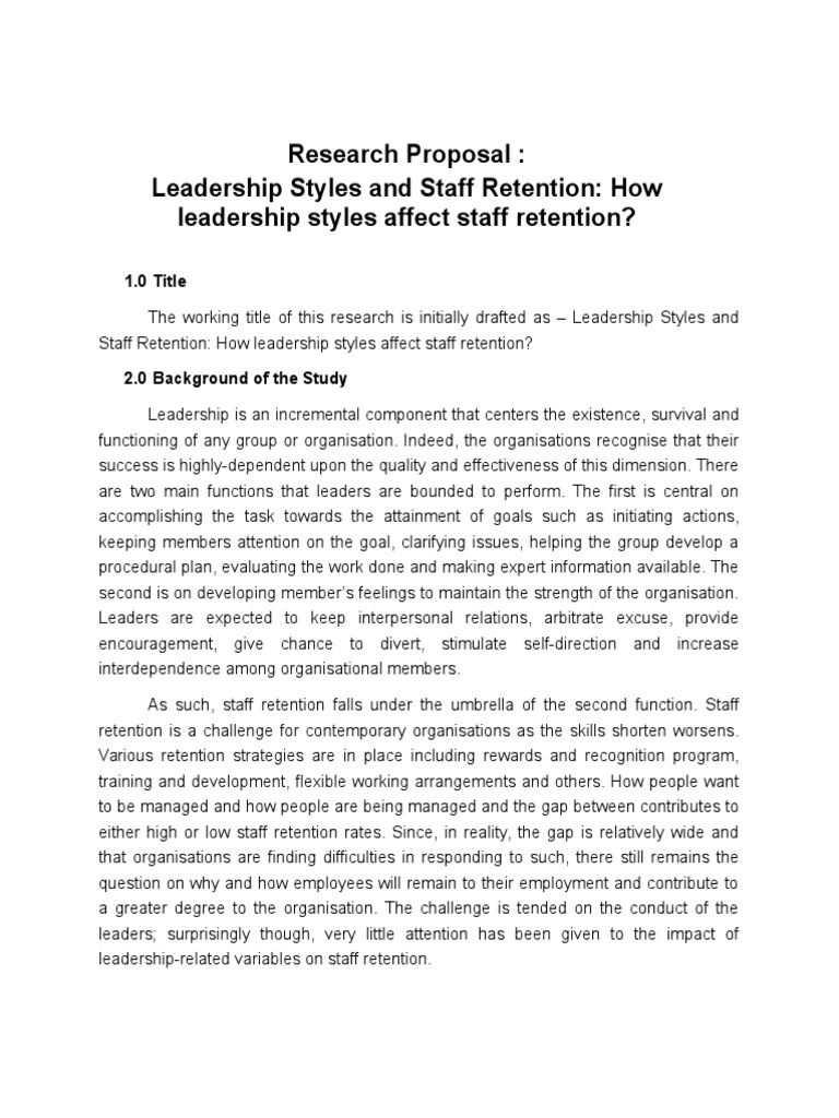 sample of research proposal on leadership