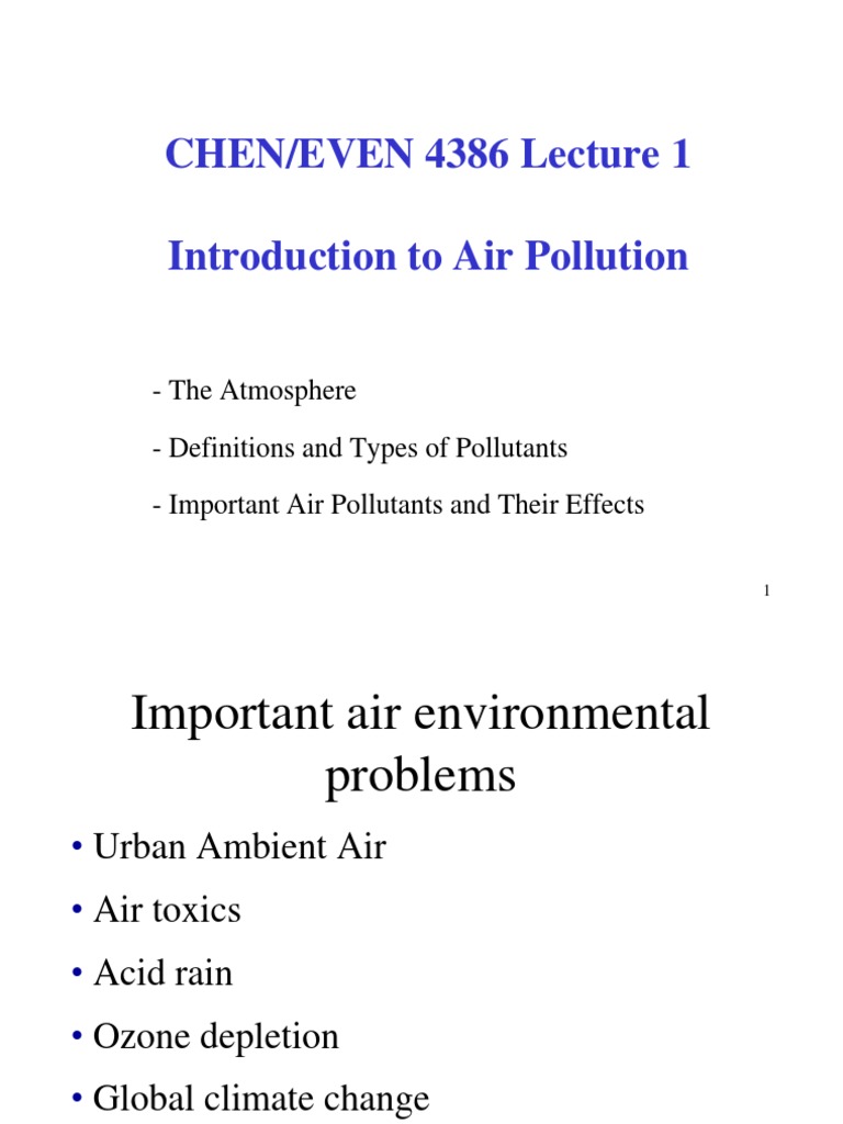 Introduction to Air Pollution Overview | PDF | Atmosphere Of Earth ...