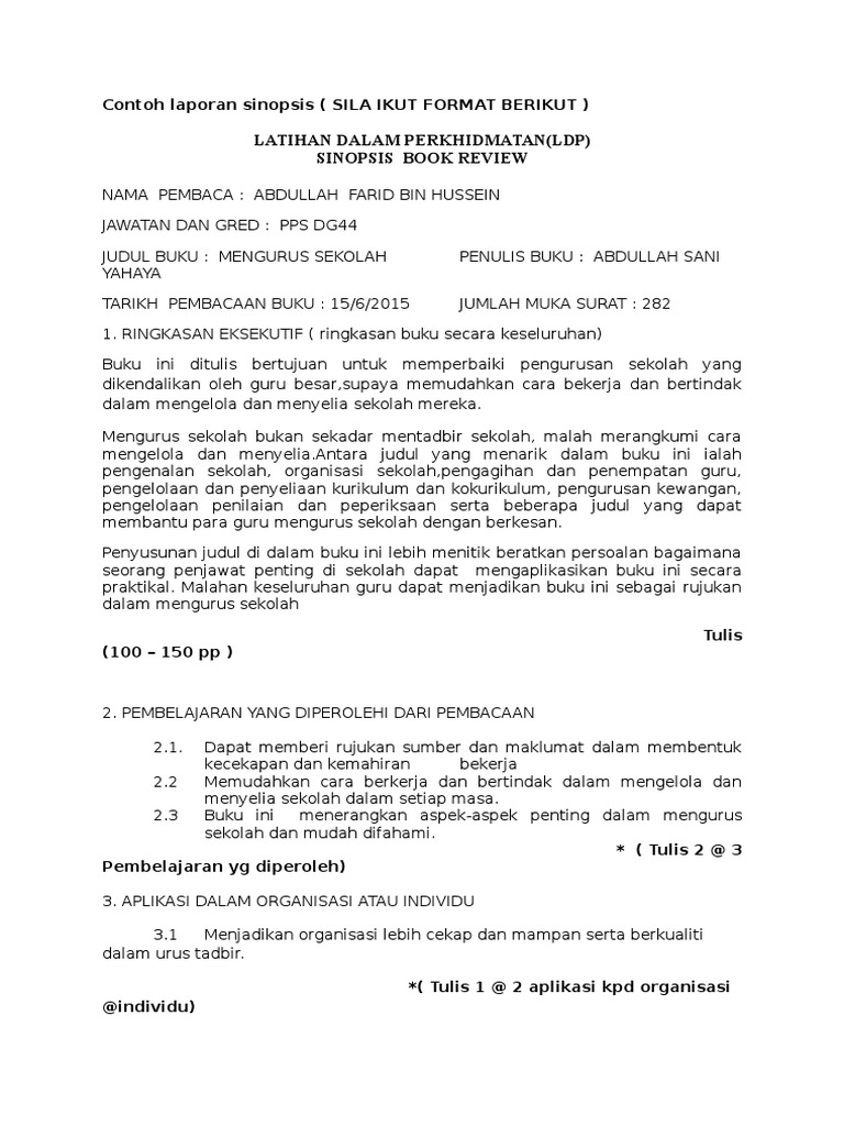 Contoh Laporan Sinopsis Docx